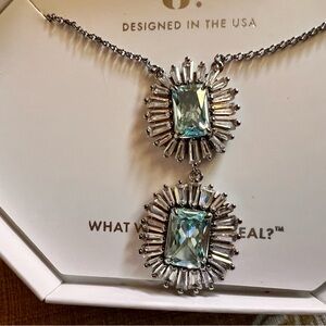 BP Rustic Glam Necklace with Aquamarine Cubic Zirconia